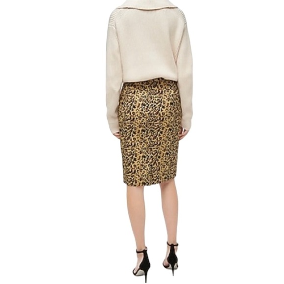 J. Crew Leopard Print Linen No. 2 Pencil Skirt Brown & Cream Sz 2 - Picture 12 of 12